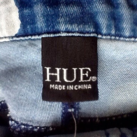 new HUE® Women's Size 2X / 20W Denim-look Floral High Rise Skimmer Leggings 2XL - Picture 4 of 11